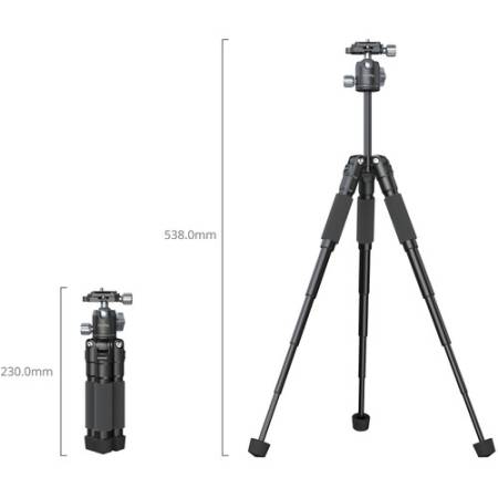 SmallRig 5470 VT-20Pro - zestaw, przenośny mini statyw Alu + głowica kulowa - wymiary